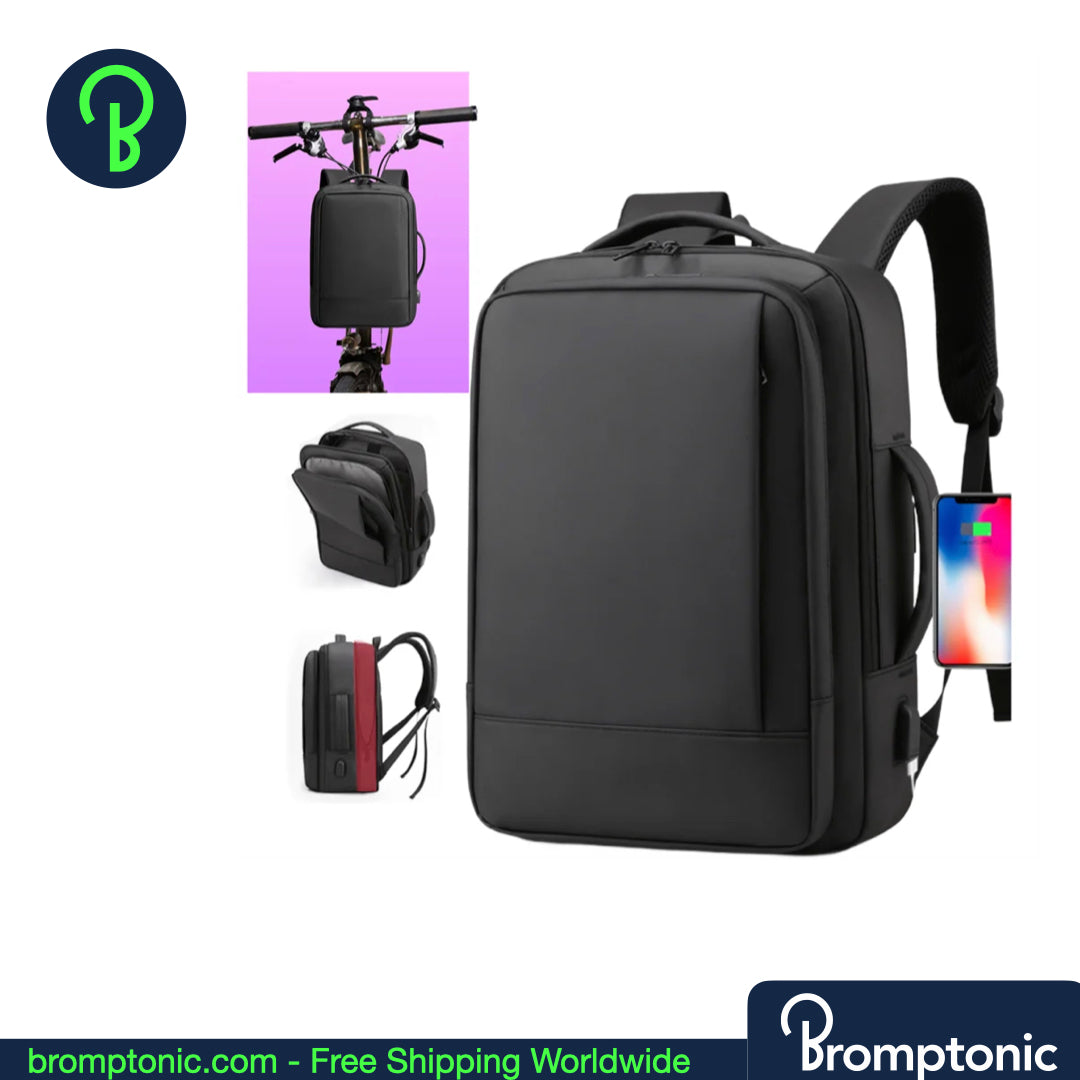 Brompton Business Backpack - erweiterbare Pendlertasche mit Gepäckträgerblockhalterung (A/C/G/P/T Line)